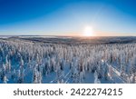 Beautiful winter landscape from drone. Lapland. 