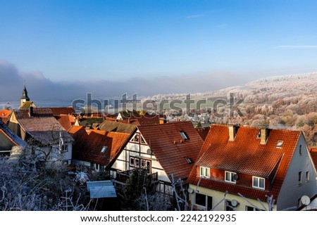 Beautiful winter landscape in town of Schieder-Schwalenberg in the state of North Rhine-Westphalia in Germany