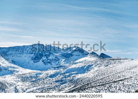 Beautiful Winter Mountain Landscape with Ski Slope .Borovets Resort ,Rila Mountain ,Bulgaria 