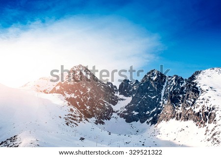 Similar – Foto Bild Sonniger Bergblick vom Lift aus auf den Gipfel