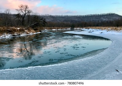 Beautiful Winter Sunset Over Zumbro River