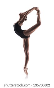 Beautiful Woman Ballet Dancer Isolated On White Background