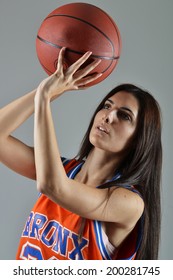 Beautiful Woman With The Basketball, Studio Shot