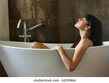 a beautiful woman in bathtub