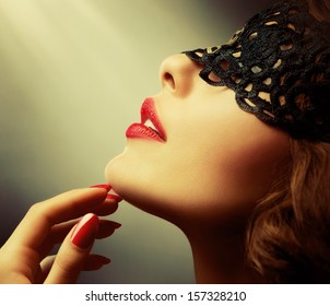 Beautiful Woman Black Lace Mask Over Stock Photo (Edit Now) 153521174