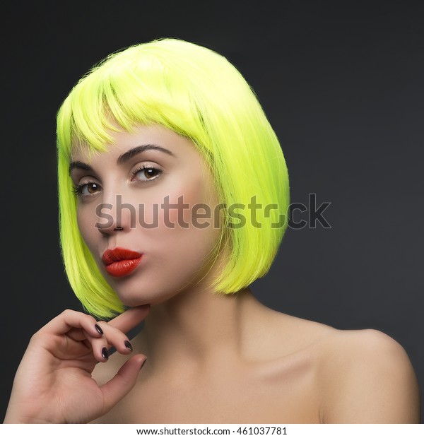 Beautiful Woman Black Nails Wearing Colorful Stock Photo Edit Now