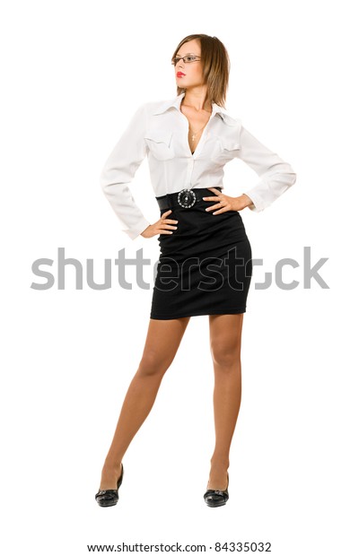 formal black skirt and white shirt