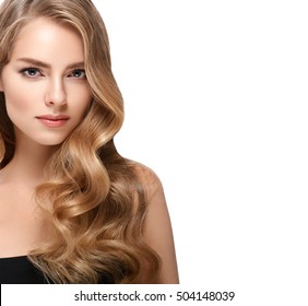 Beautiful Woman Blonde Hair Portrait Close Up Studio