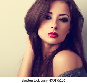 Beautiful Woman Bright Eyes Makeup Red Stock Photo (Edit Now) 430195126