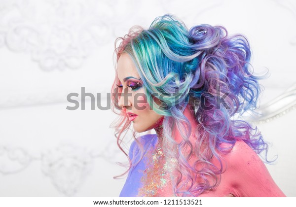 Beautiful Woman Bright Hair Bright Hair Stock Photo Edit Now