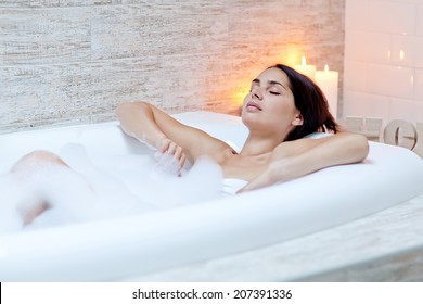 Beautiful woman in a bubble bath