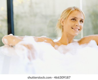 Beautiful Woman In A Bubble Bath