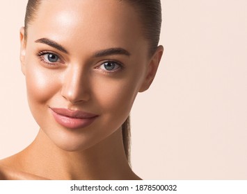 Beautiful woman casual make up clean skin healthy skin andhair beauty - Shutterstock ID 1878500032