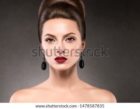 Beautiful woman classic oldstyle hairstyle 