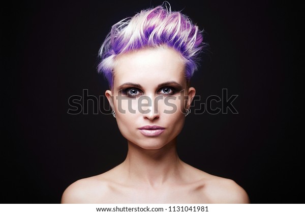 Beautiful Woman Colorful Hair Rainbow Hairstyles Stock Photo Edit