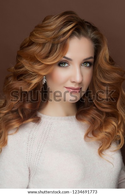 Beautiful Woman Dark Wavy Hair Festive Stock Photo Edit Now