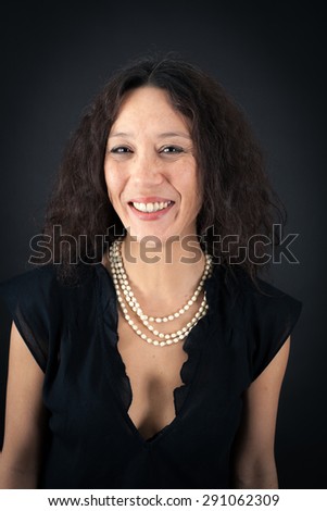 Beautiful woman doing different expressions in different sets of clothes: smile