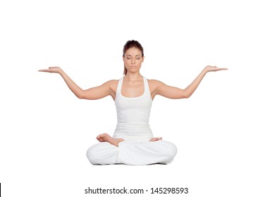 Beautiful Woman Doing Yoga Isolated On White Background