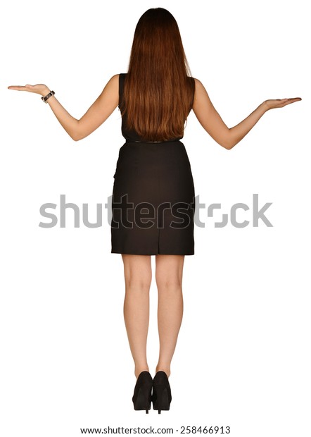 Beautiful Woman Dress Stands Back Raised Stock Photo 258466913 ...