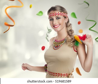 Beautiful Woman Dressed For Carnival Night