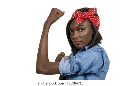 Beautiful Woman Dressed As The Iconic Rosie The Riveter