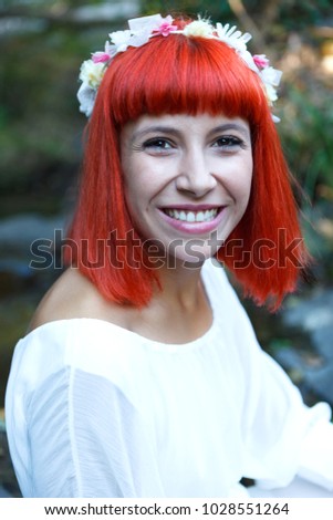 Similar – Happy woman with purple hair