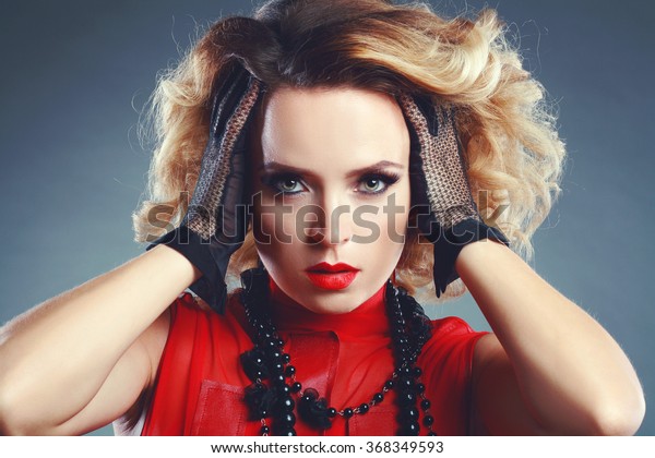 Beautiful Woman Elegant Dress Hairstyle 80s Stock Photo Edit Now