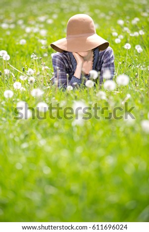 Similar – Image, Stock Photo meadow + spring Happy