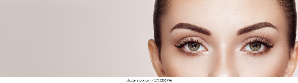 Beautiful Woman with Extreme Long False Eyelashes. Eyelash Extensions. Makeup, Cosmetics. Beauty, Skincare - Shutterstock ID 1733251796