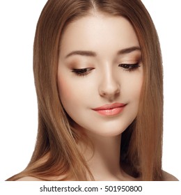 Beautiful Woman Face Neck Shoulders Close Stock Photo 501950800 ...