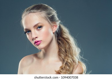 Beautiful Woman Face Portrait Beauty Skin Care Concept. Fashion Beauty Model with beautiful hair 
