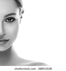 Beautiful Woman Face Studio Black And White Half-face