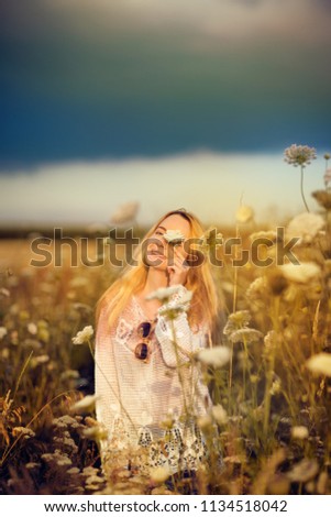 Image, Stock Photo meadow + spring Happy