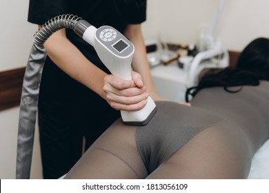 Beautiful woman getting beauty therapy against cellulite with LPG machine on her butt. LPG massage for lifting body - Shutterstock ID 1813056109