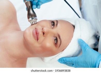 Beautiful Woman Getting Facial Skincare Treatment In A Cosmetic Beauty Clinic