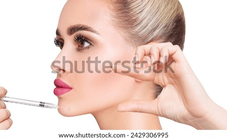 Beautiful woman has an injections in chin.