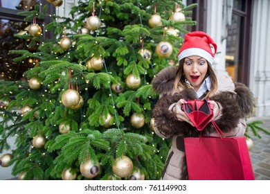 Beautiful Woman Has No More Money For Christmas Shopping