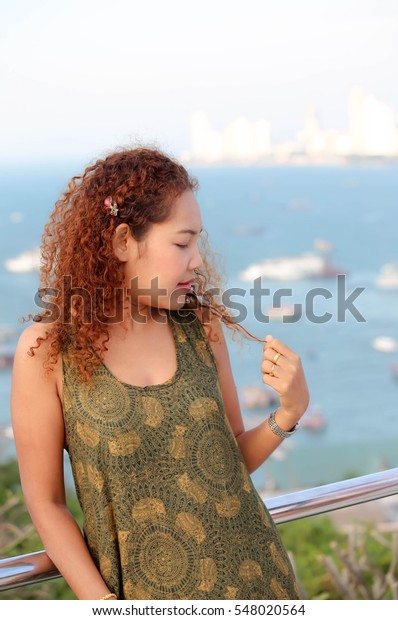 Beautiful Woman Have Long Hair Curly Stock Photo Edit Now 548020564