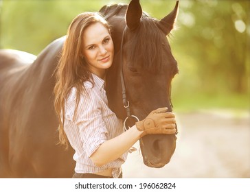 Beautiful Woman And Horse