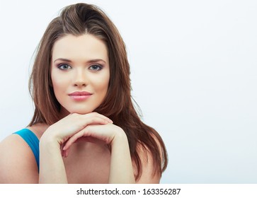 Beautiful Woman Isolated White Background Portrait Stock Photo ...