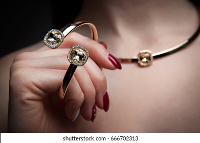 beautiful woman with jewelry, close-up