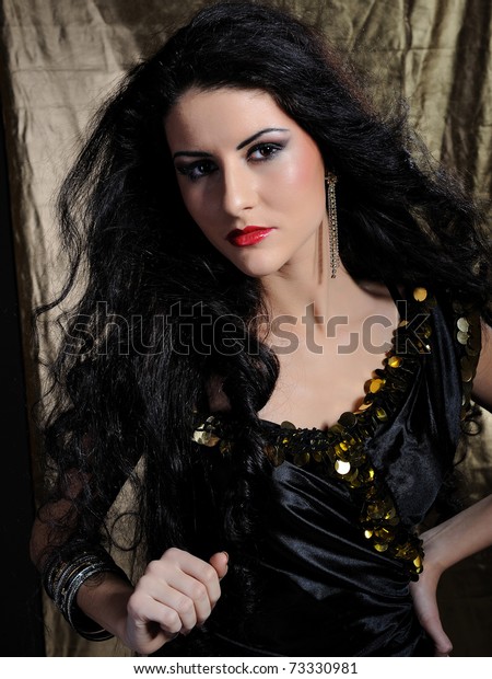 Beautiful Woman Long Black Healthy Hair Stock Photo (Edit Now) 73330981