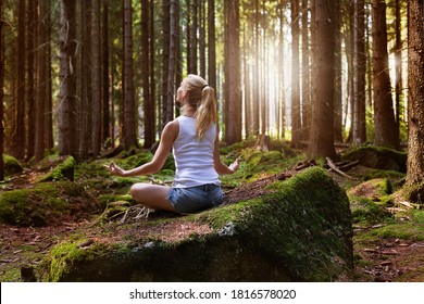 Beautiful Woman Long Blond Hair Meditating Stock Photo (Edit Now ...