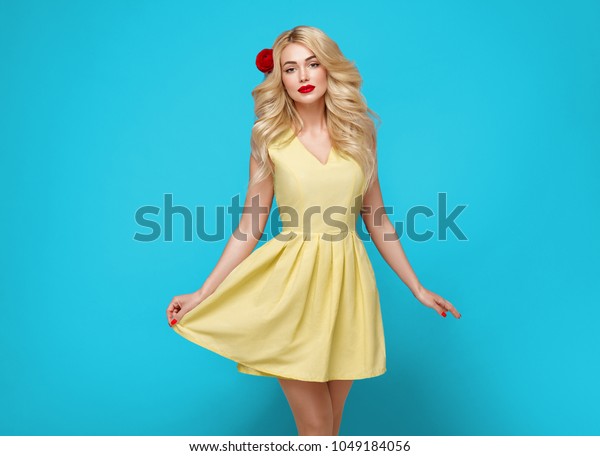 Beautiful Woman Long Curly Blonde Hair Stock Photo Edit Now