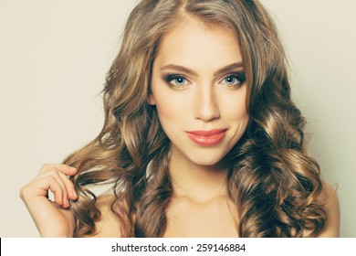 Beautiful Woman With Long Curly Hair