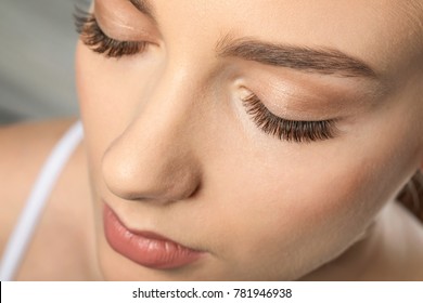 Beautiful Woman With Long Eyelashes, Closeup