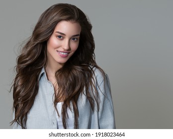 Beautiful Woman Long Hair Face Portrait