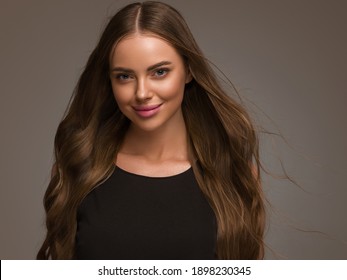 Beautiful Woman With Long Healthy Beauty Hairstyle Hair Portrait