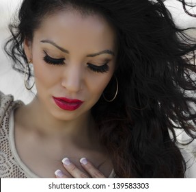 Beautiful Woman With Long Lashes