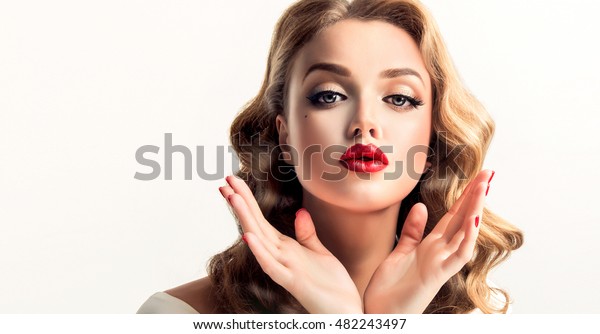 Beautiful Woman Looks Like Star Retro Royalty Free Stock Image